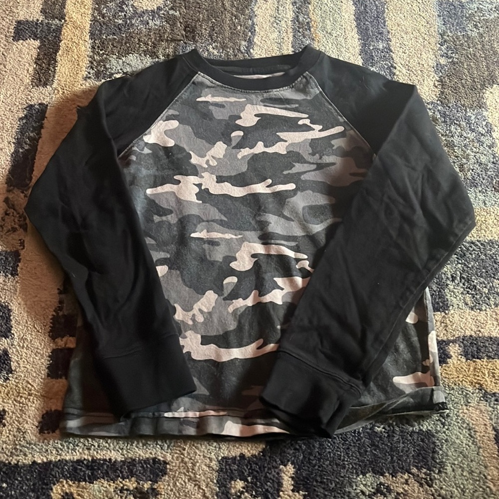 Gently worn black and gray camo